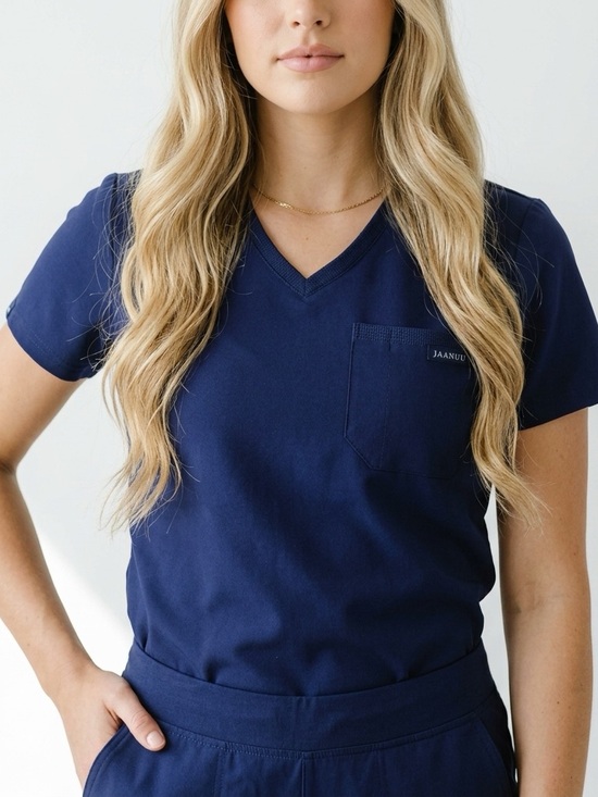 Jaanuu Tops - Jaanuu Women's Helia V-Neck Scrub Top in the color Midnight Navy